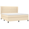Cama box spring con colchón tela color crema 180x200 cm 3