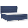 Cama box spring con colchón tela azul 180x200 cm 2