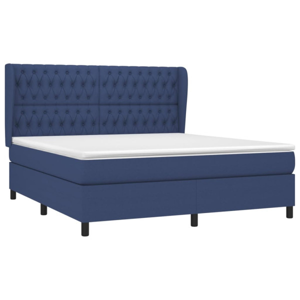 Cama com molas/colchão 180x200 cm tecido azul M 3