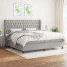 Cama com molas/colchão 200x200 cm tecido cinza-claro 1