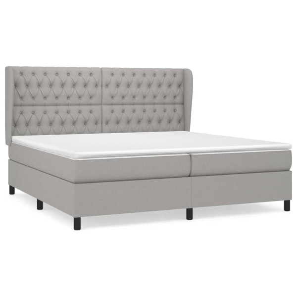 Cama com molas/colchão 200x200 cm tecido cinza-claro M 2