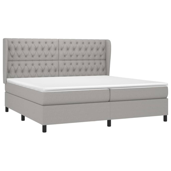 Cama box spring con colchón tela gris claro 200x200 cm M 3