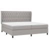 Cama box spring con colchón tela gris claro 200x200 cm 3