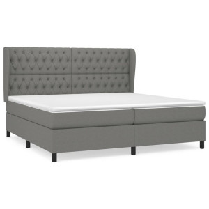 Cama box spring con colchón tela gris oscuro 200x200 cm H