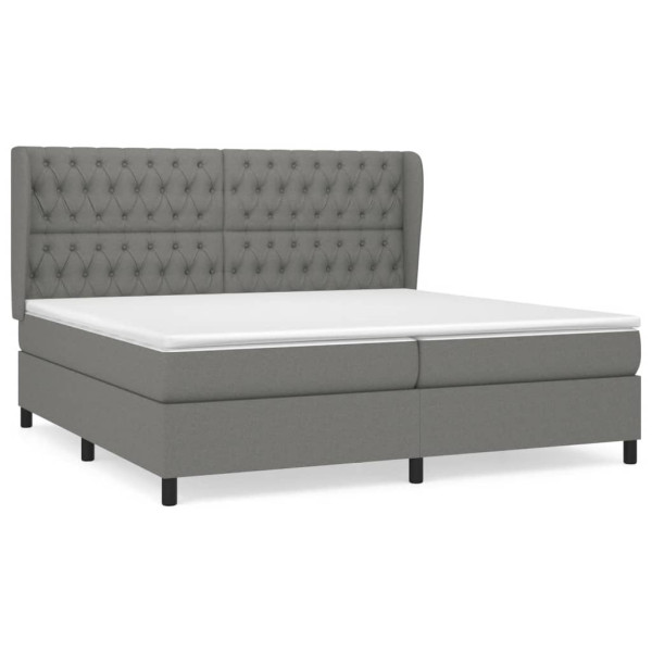 Cama box spring con colchón tela gris oscuro 200x200 cm M 2