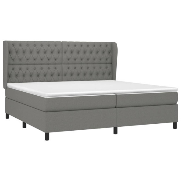 Cama com molas/colchão 200x200 cm tecido cinzento-escuro M 3