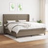Cama box spring con colchón tela gris taupe 200x200 cm 1