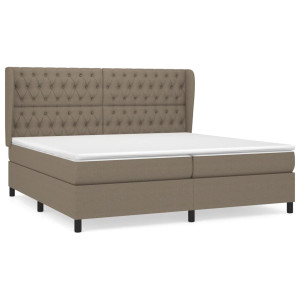 Cama box spring con colchón tela gris taupe 200x200 cm H