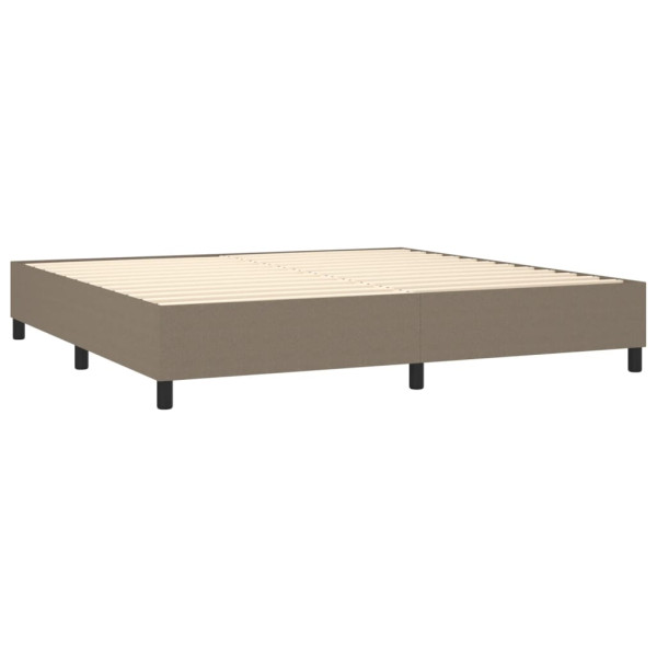 Cama box spring con colchón tela gris taupe 200x200 cm M 4