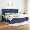 Cama com molas/colchão 200x200 cm tecido azul 1