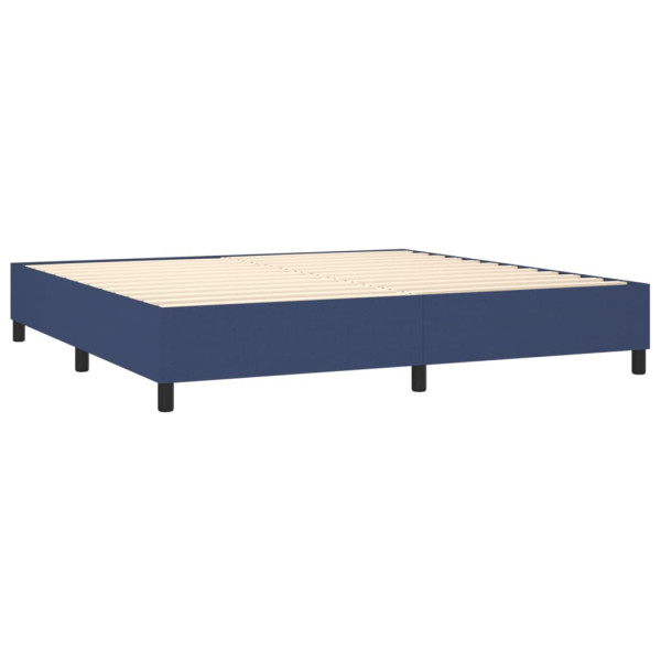 Cama box spring con colchón tela azul 200x200 cm M 4