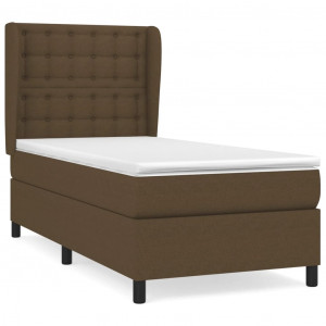 Cama box spring con colchón tela marrón oscuro 80x200 cm H