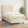 Cama box spring con colchón tela color crema 80x200 cm 1