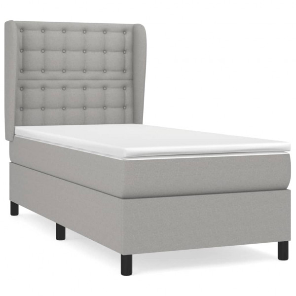 Cama com molas/colchão 90x190 cm tecido cinzento-claro M 2