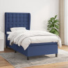 Cama com molas/colchão 90x200 cm tecido azul 1