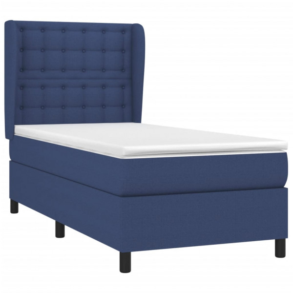 Cama com molas/colchão 90x200 cm tecido azul M 3