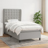 Cama box spring con colchón tela gris claro 100x200 cm 1