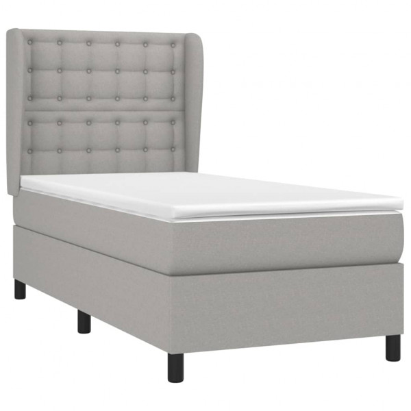 Cama box spring con colchón tela gris claro 100x200 cm M 3