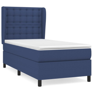 Cama box spring con colchón tela azul 100x200 cm H