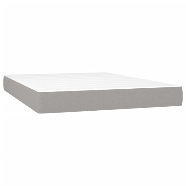 Cama box spring con colchón tela gris claro 140x190 cm M 5