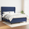 Cama box spring con colchón tela azul 140x190 cm 1