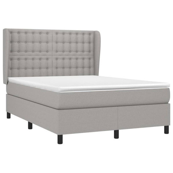 Cama box spring con colchón tela gris claro 140x200 cm M 3