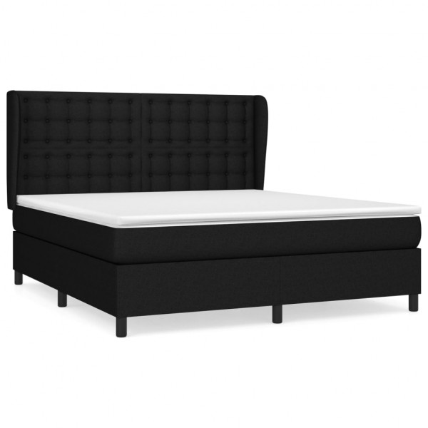 Cama box spring con colchón tela negro 160x200 cm M 2