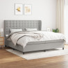 Cama box spring con colchón tela gris claro 200x200 cm 1
