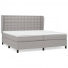 Cama box spring con colchón tela gris claro 200x200 cm 2
