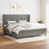 Cama com molas/colchão 200x200 cm tecido cinzento-escuro 1