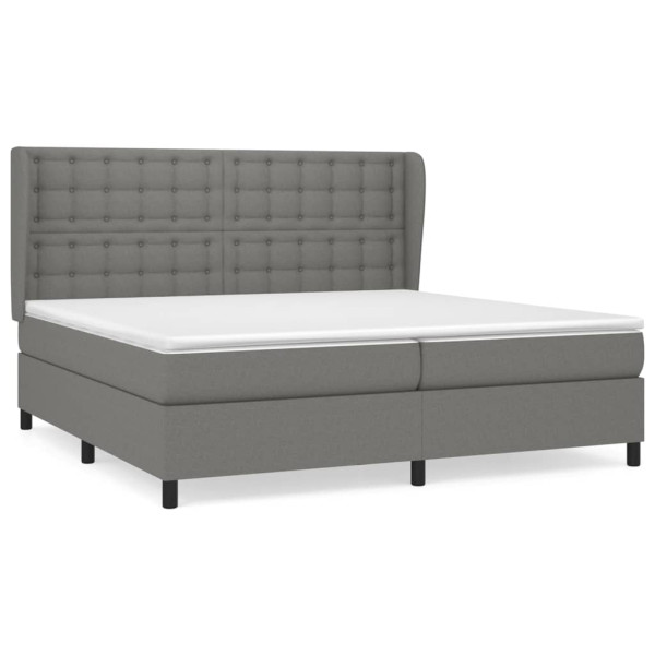 Cama box spring con colchón tela gris oscuro 200x200 cm M 2