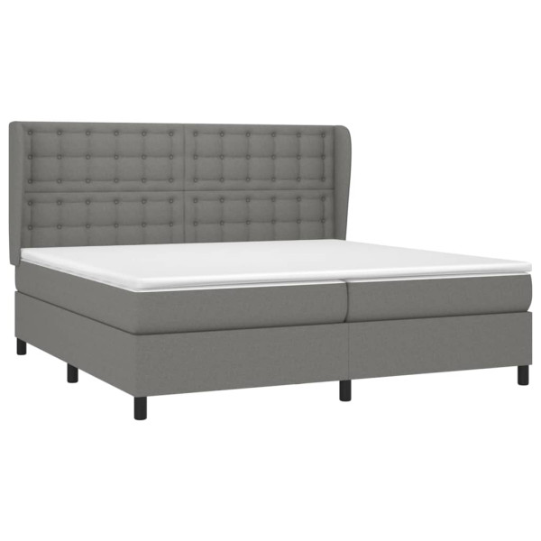 Cama box spring con colchón tela gris oscuro 200x200 cm M 3