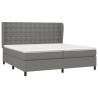Cama box spring con colchón tela gris oscuro 200x200 cm 3