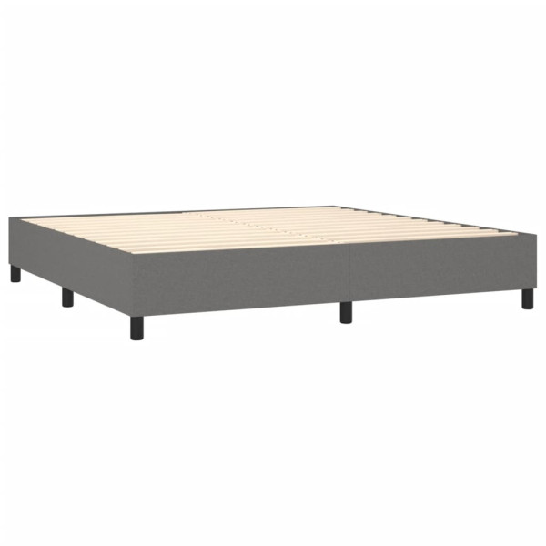 Cama box spring con colchón tela gris oscuro 200x200 cm M 4