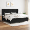Cama box spring con colchón tela negro 200x200 cm 1