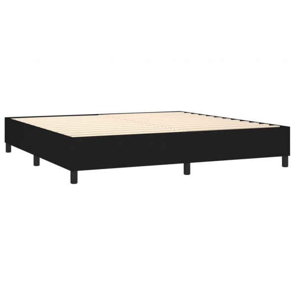 Cama box spring con colchón tela negro 200x200 cm M 4