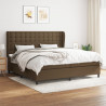 Cama box spring con colchón tela marrón oscuro 200x200 cm 1