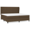 Cama box spring con colchón tela marrón oscuro 200x200 cm 2