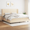 Cama com molas/colchão 200x200 cm tecido cor creme 1