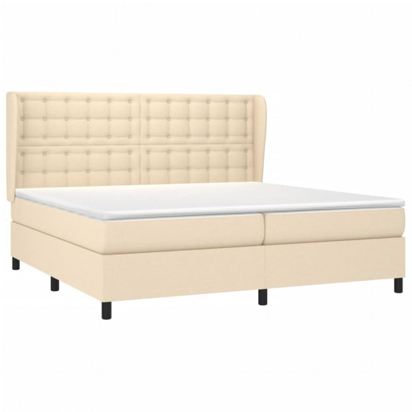 Cama box spring con colchón tela color crema 200x200 cm M 3