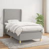 Cama box spring con colchón tela gris claro 80x200 cm 1