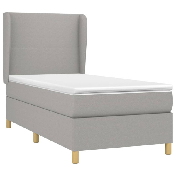 Cama box spring con colchón tela gris claro 80x200 cm M 3