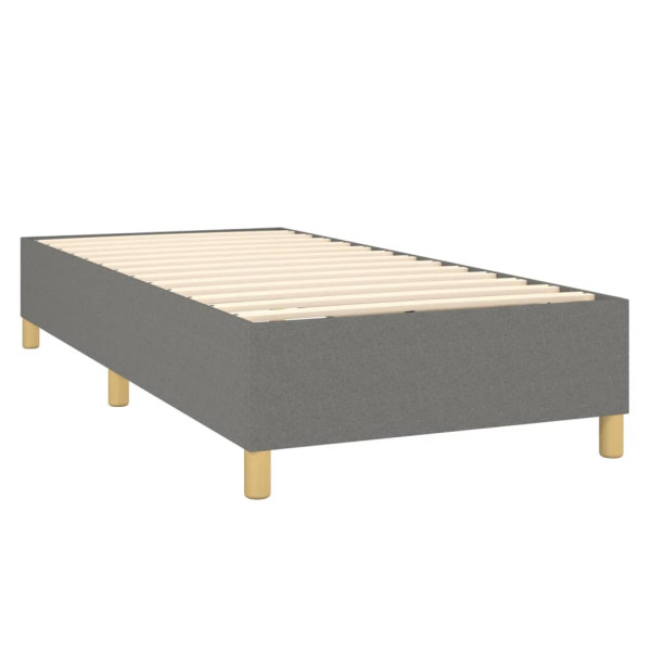 Cama box spring con colchón tela gris oscuro 80x200 cm M 4
