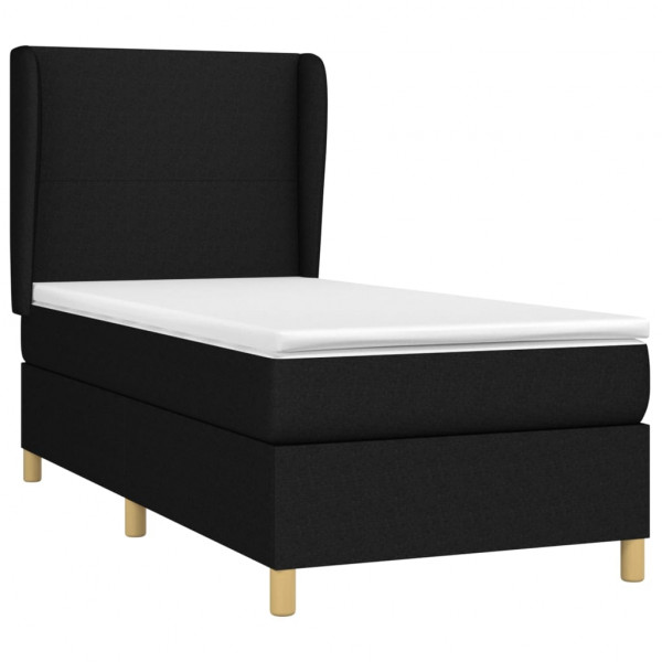 Cama box spring con colchón tela negro 80x200 cm M 3