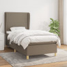 Cama box spring con colchón tela gris taupe 80x200 cm 1