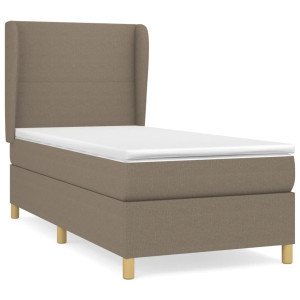 Cama box spring con colchón tela gris taupe 80x200 cm H