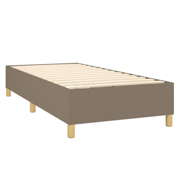 Cama box spring con colchón tela gris taupe 80x200 cm M 4