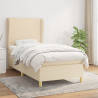 Cama box spring con colchón tela color crema 80x200 cm 1