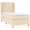 Cama box spring con colchón tela color crema 80x200 cm 3