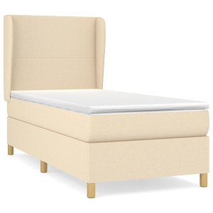 Cama box spring con colchón tela color crema 90x190 cm H